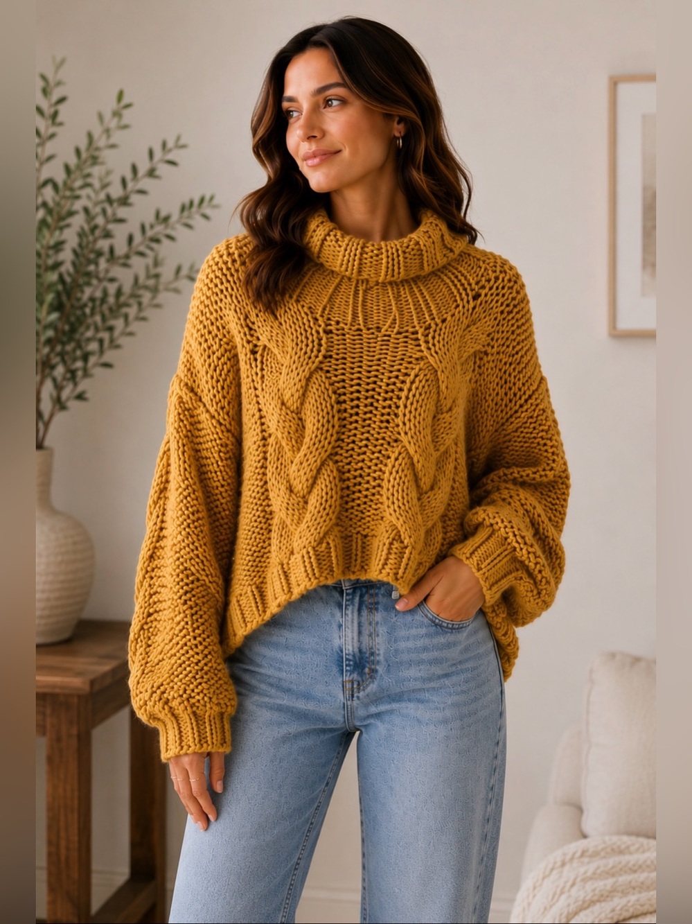 Chunky Knit Mustard Sweater